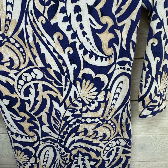 J. McLaughlin Blue & Tan Paisley Print Dress (XS) - Picture 5 of 8